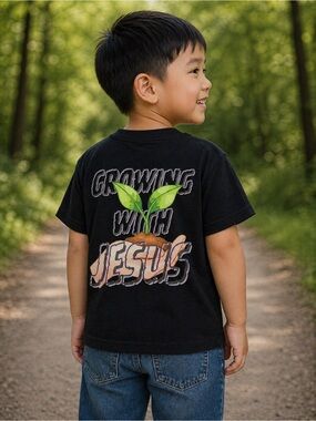 Kids' Black 'Growing With Jesus' Graphic Tee